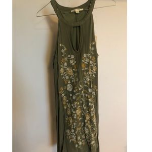 Sleeveless green summer dress